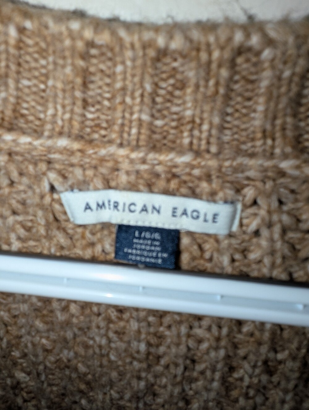 American Eagle Outfitters V-Neck Waffle Knit Sweater - Camel Brown - Picture 4 of 5